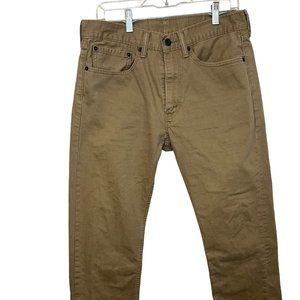 Levi's 505 Mens Size 34 x 30 Tan Khaki Jeans 100% Cotton (Actual size 32 x 28)